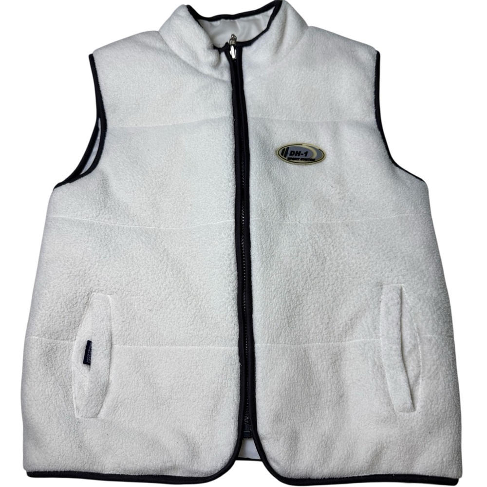 Derek Heart White Fleece Vest with Black Trim